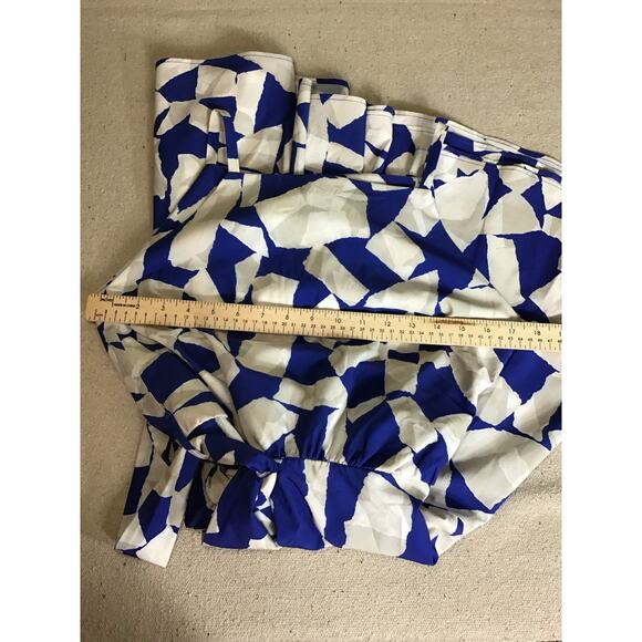 Halston Women Sleeveless Printed Dress With Angled Hem Sz. Sm NWT Blue Designer - Picture 7 of 8